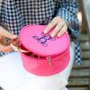 personalized+round+hot+pink+jewelry+case