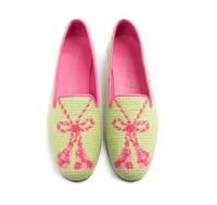 ByPaige Needlepoint Loafer in Pink Tassel on Lime