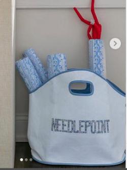 Large Erin Tote White Linen with Liberty Applqiue Fabric  25" by 18"  Large Erin  25" by 18"  NULL