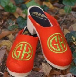 Lime 2-Letter EA Circle Font on Orange Wool Upper lime 2 letter EA Circle font on orange wool upper 