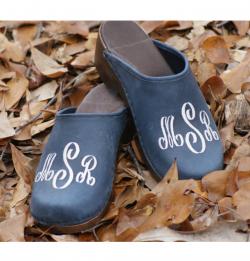 Denim Leather Clogs Three Aloha Monogram Denim leather with three alpha 