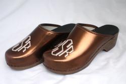 Monogrammed Metallic Bronze Leather Clogs Monogrammed Metallic Bronze Clogs 