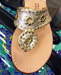Platinum with Gold Palm Beach Sandals Platinum with Gold Apparel & Accessories > Shoes > Sandals > Thongs & Flip-Flops