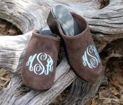  Brown Perforated Suede with aqua interlocking monogram NULL