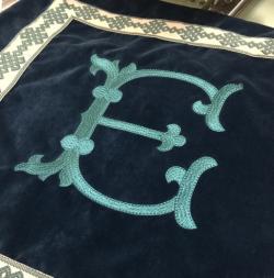 Single letter Royal font 10" on a velvet pillow. How beautiful! Single letter royal on pillow NULL