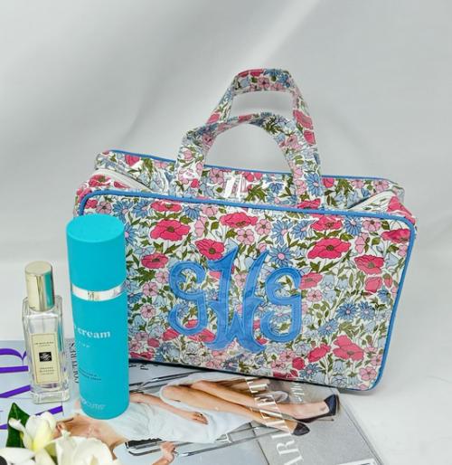 Walker Valentine Monogrammed Small Top Handled Cosmetic Case 9 x 6  Luggage & Bags > Toiletry Bags