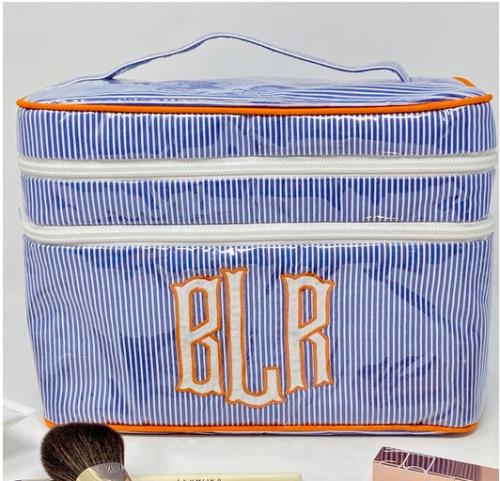 Walker Valentine Monogrammed Double Zippered Walton Train Case 10" by 5"w by 7"   Luggage & Bags > Toiletry Bags