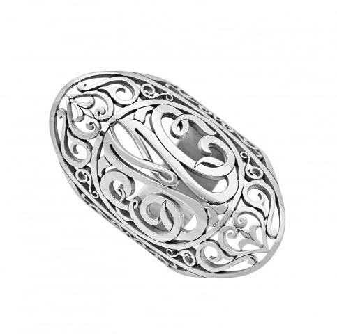 Monogrammed Oval Filigree Ring  Apparel & Accessories > Jewelry > Rings
