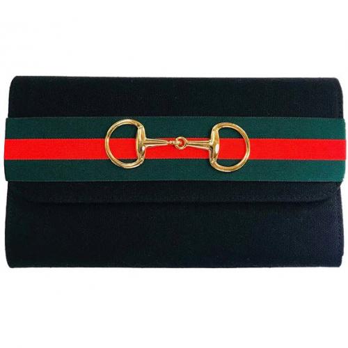Lisi Lerch Avery Black Clutch with Ribbon and Gold Snaffle Lisi Lerch Avery Black Clutch with Ribbon and Gold Snaffle Apparel & Accessories > Handbags > Clutches & Special Occasion Bags