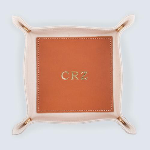 Personalized Andy Canvas and Leather Valet Tray  Home & Garden > Household Supplies > Storage & Organization > Dresser Valets