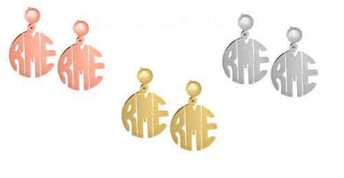Monogrammed Hand Cut Classic Circle Earrings on Ball and Post  Apparel & Accessories > Jewelry > Earrings