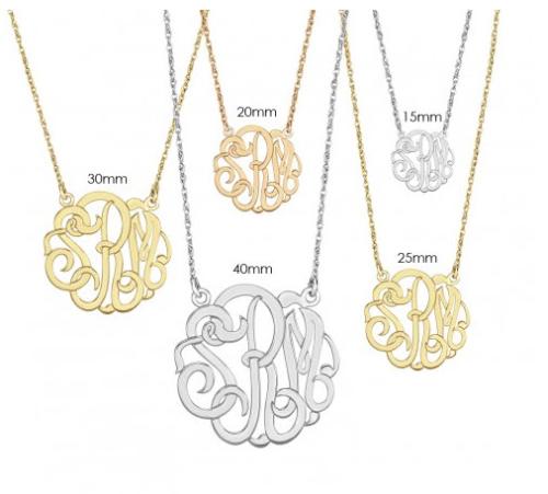 Monogrammed Three Letter Script Necklace Silver, Gold Plated and Rose Gold Plated  Apparel & Accessories > Jewelry > Necklaces