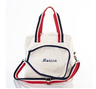 CB Station Personalized Pickleball Bag Natural with Red Handles   Sporting Goods > Pickleball
