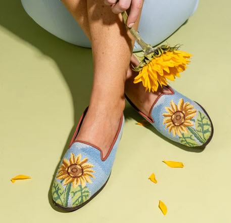 ByPaige Sunflower Needlepoint Loafers  Apparel & Accessories > Shoes > Loafers