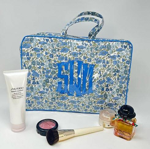 Liberty Poppy and Daisy Blue Large Top Handled Makeup Bag Liberty Poppy and Daisy Blue Large Top Handled  NULL