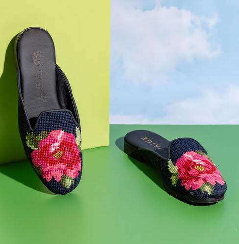  ByPaige Needlepoint Mule in Pink Peony  Apparel & Accessories > Shoes > Clogs & Mules