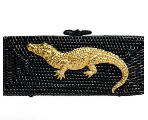 Lisi Lerch Colette Black Gold Adornment Clutch  Apparel & Accessories > Handbags > Clutches & Special Occasion Bags