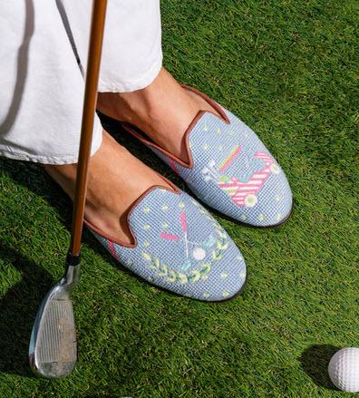  ByPaige Needlepoint Mule in Golf  Apparel & Accessories > Shoes > Clogs & Mules