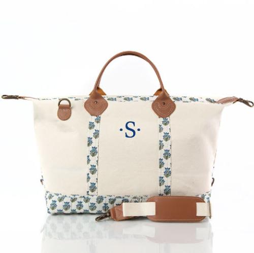 Monogrammed Aqua Block Print Weekender  Luggage & Bags > Duffel Bags