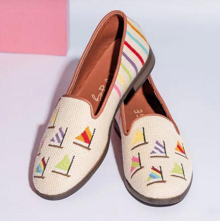 ByPaige Needlepoint Loafer in Tan Fleet Nautical  Apparel & Accessories > Shoes > Loafers