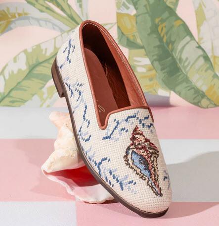  ByPaige Needlepoint Loafer in Shell on Tan  Apparel & Accessories > Shoes > Loafers