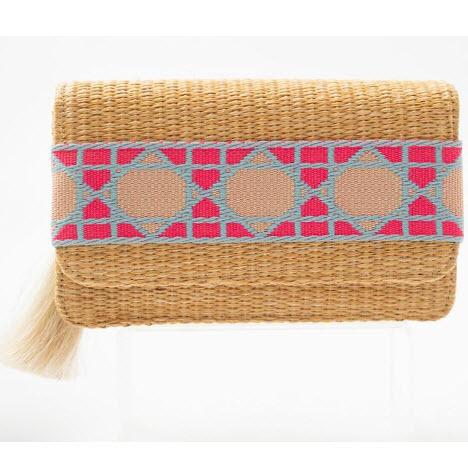 Lisi Lerch Ruby Straw Blue Shanghai Band Clutch Lisi Lerch Ruby Straw Blue Shanghai Band Clutch Apparel & Accessories > Handbags > Clutches & Special Occasion Bags