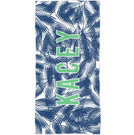 Clairebella Personalized Navy Palm Beach Towel  Home & Garden > Linens & Bedding > Towels > Beach Towels