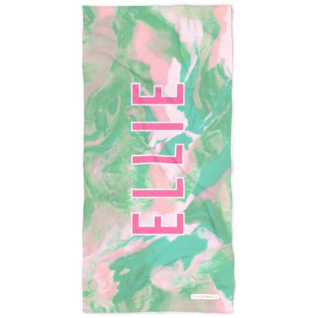 Clairebella Personalized Marble Green Beach Towel  Home & Garden > Linens & Bedding > Towels > Beach Towels