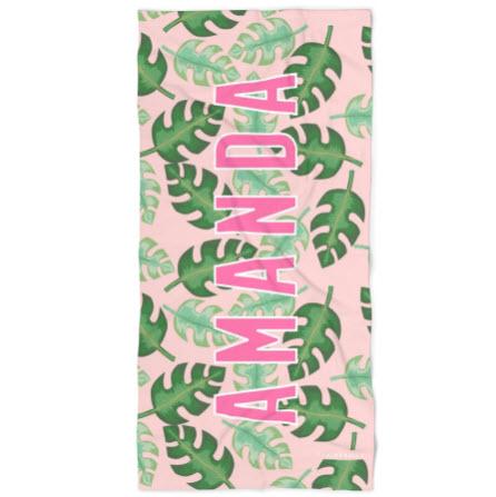 Clairebella Tropical Pink Beach Towel  Home & Garden > Linens & Bedding > Towels > Beach Towels