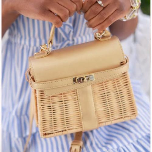 Lisi Lerch Celine Wicker Handbag Gold Lisi Lerch Celine Wicker Handbag Gold Apparel & Accessories > Handbags > Clutches & Special Occasion Bags