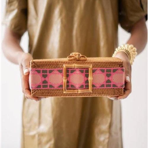 Lisi Lerch Colette Pink Shanghai Band Bamboo Buckle Clutch Lisi Lerch Colette Pink Shanghai Band Bamboo Buckle Clutch Apparel & Accessories > Handbags > Clutches & Special Occasion Bags