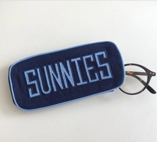    Single or Double Eyeglass Case in navy textured linen with Matt appliqué  Any appliqué or monogram available   7’’ X 3’’ NULL