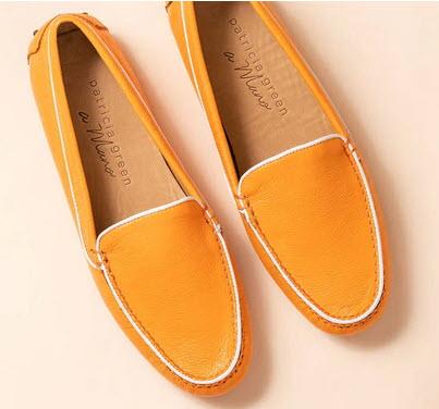 Tangerine Leather Jill Piped Driving Moccasins  Apparel & Accessories > Shoes > Loafers