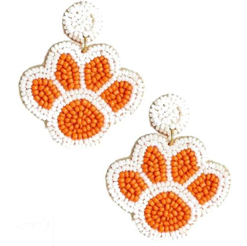 Lisi Lerch Beaded Orange Paw Print Earrings Lisi Lerch Beaded Orange Paw Print Earrings Apparel & Accessories > Jewelry > Earrings