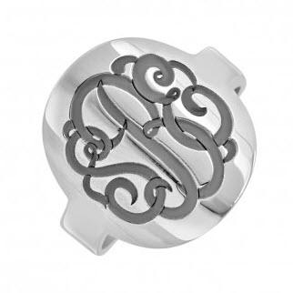 Recessed Monogram Ring 18mm  Apparel & Accessories > Jewelry > Rings