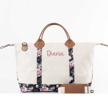 Monogrammed Vintage Rose Weekender Bag  Luggage & Bags > Suitcases > Carry-On Luggage