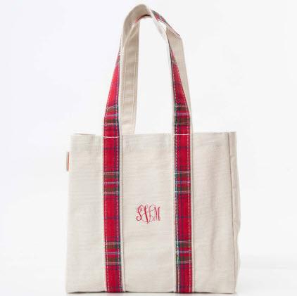 Personalized Red Plaid Four Bottle Wine Carrier  Home & Garden > Kitchen & Dining > Food & Beverage Carriers > Wine Carrier Bags