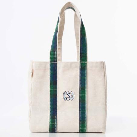Personalized Navy Plaid Four Bottle Wine Carrier  Home & Garden > Kitchen & Dining > Food & Beverage Carriers > Wine Carrier Bags