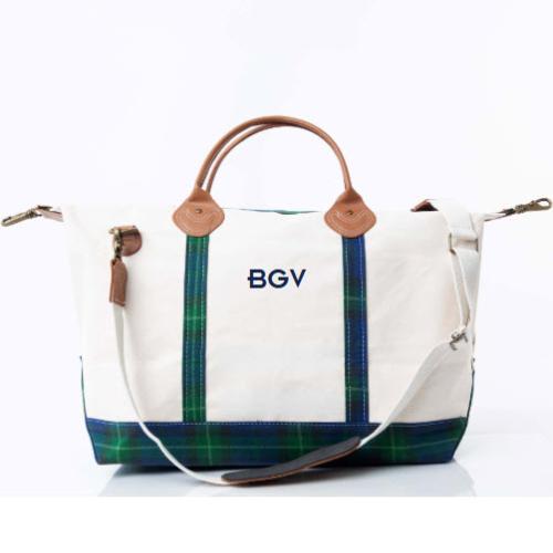 Personalized Navy Plaid Weekender  NULL