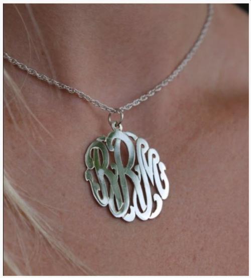 Monogrammed Pendant on Center Bale with Chain  Apparel & Accessories > Jewelry > Necklaces
