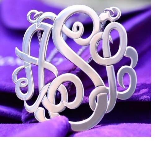 Monogrammed Three Letter Script Necklace Silver, Gold Filled or Rose Gold Filled  Apparel & Accessories > Jewelry > Necklaces