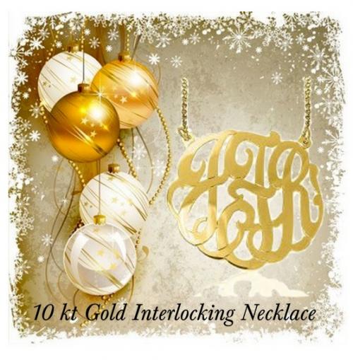 Monogrammed Interlocking Necklace 10 karat Gold 5 Sizes  Apparel & Accessories > Jewelry > Necklaces