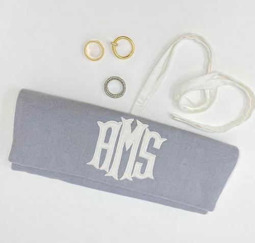Walker Valentine Monogrammed Carlyle Jewelry Roll 11” long x 9.5”   Luggage & Bags > Toiletry Bags