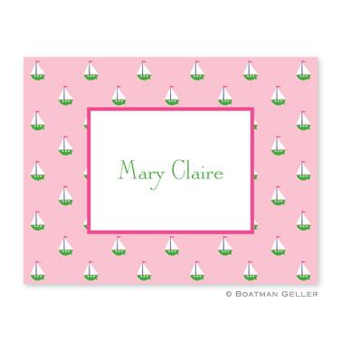 Boatman Geller Personalized Little Sailboat in Pink Note  Office Supplies > General Supplies > Paper Products > Stationery