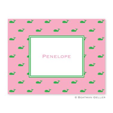 Boatman Geller Personalized Whale Pink Foldover Note  Office Supplies > General Supplies > Paper Products > Stationery
