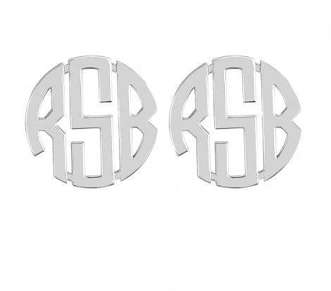 Monogrammed Circle Font Earrings on Post  20mm Silver and Solid Gold  Apparel & Accessories > Jewelry > Earrings