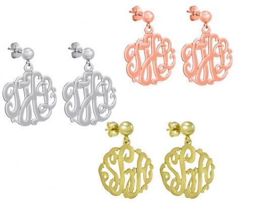 Monogrammed Hand Cut Script Earrings on Post  Apparel & Accessories > Jewelry > Earrings