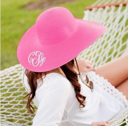 Monogrammed Hot Pink  or Mint Floppy Sun Hat  Apparel & Accessories > Clothing Accessories > Hats > Sun Hats