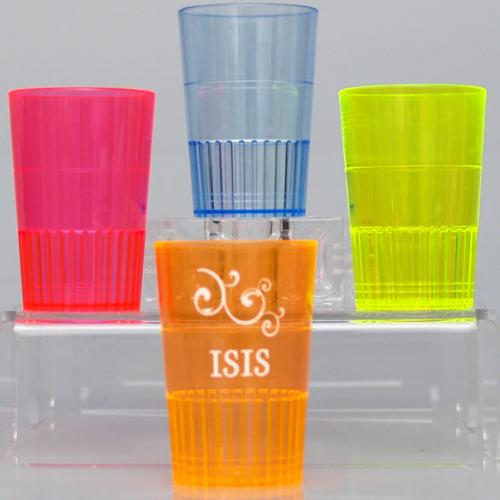 1.5 oz Personalized Neon Hard Plastic Shot Glasses  NULL