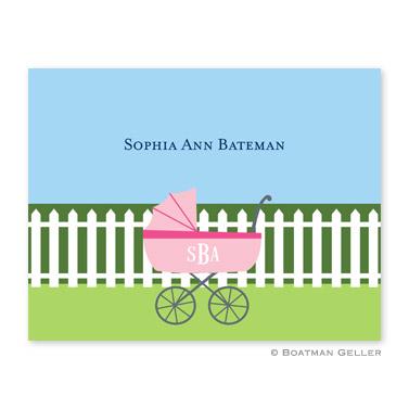 Boatman Geller Charming Pram Pink Foldover Notes  Office Supplies > General Supplies > Paper Products > Stationery